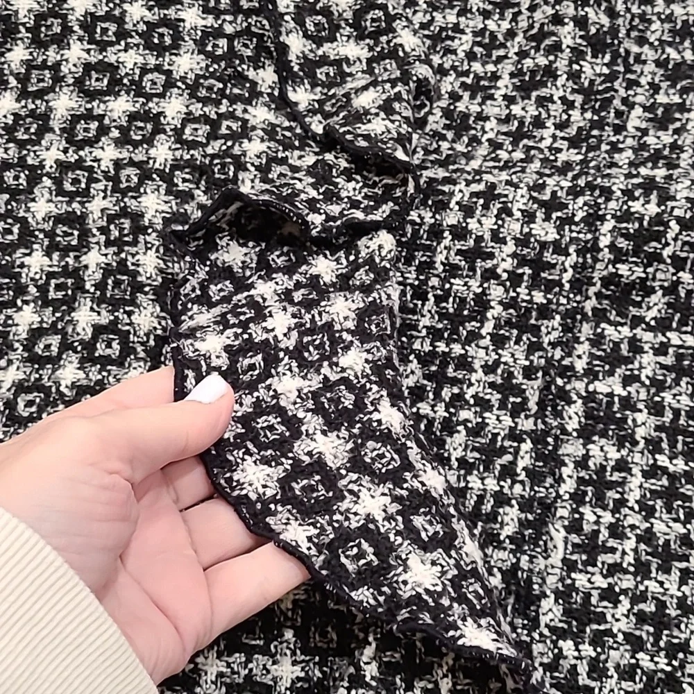 Iris And Ivy Black White Cascading Ruffle Edge Jacket Fancy Formal Pretty